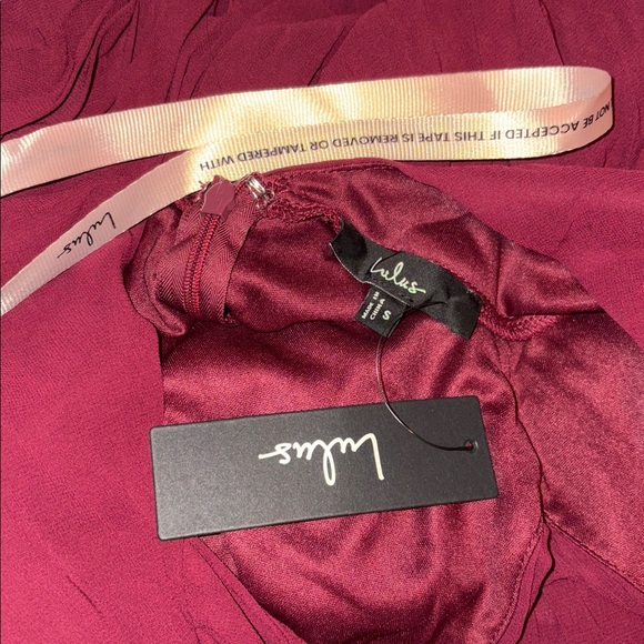 Lulus Notorious Charm Plum Purple Pleated Flutter Sleeve Maxi Dress - Size S - Picture 3 of 3